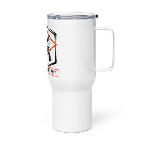 Travel mug with a handle